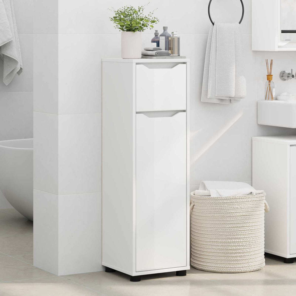 Bathroom Cabinet 30.5 x 30 x 101 cm Engineered Wood White