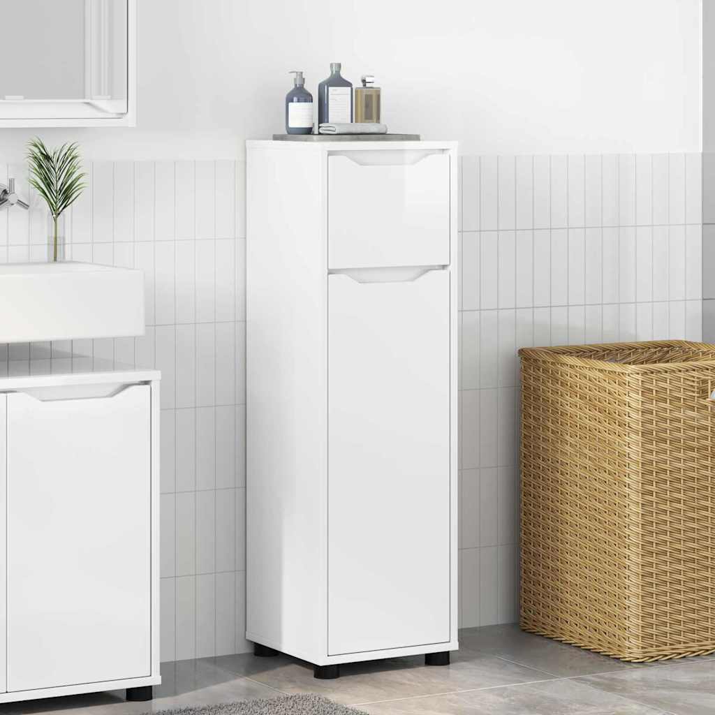 Bathroom Cabinet 30.5 x 30 x 101 cm Engineered Wood High gloss white