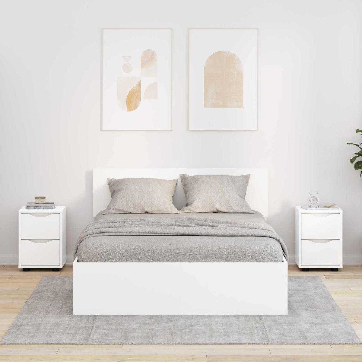 Bedside Table 30.5 x 30 x 43 cm Engineered Wood White 2