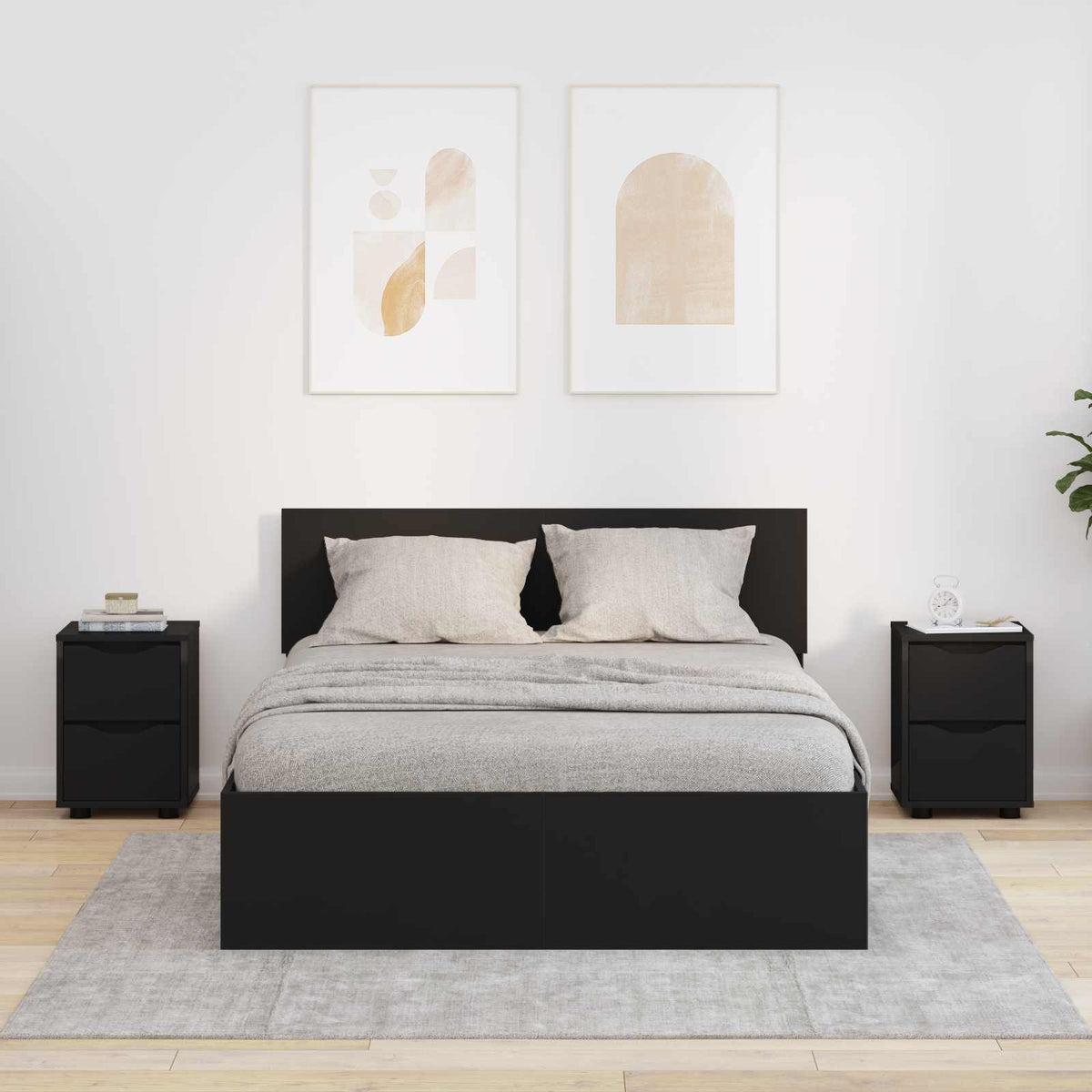 Bedside Table 30.5 x 30 x 43 cm Engineered Wood Black 2