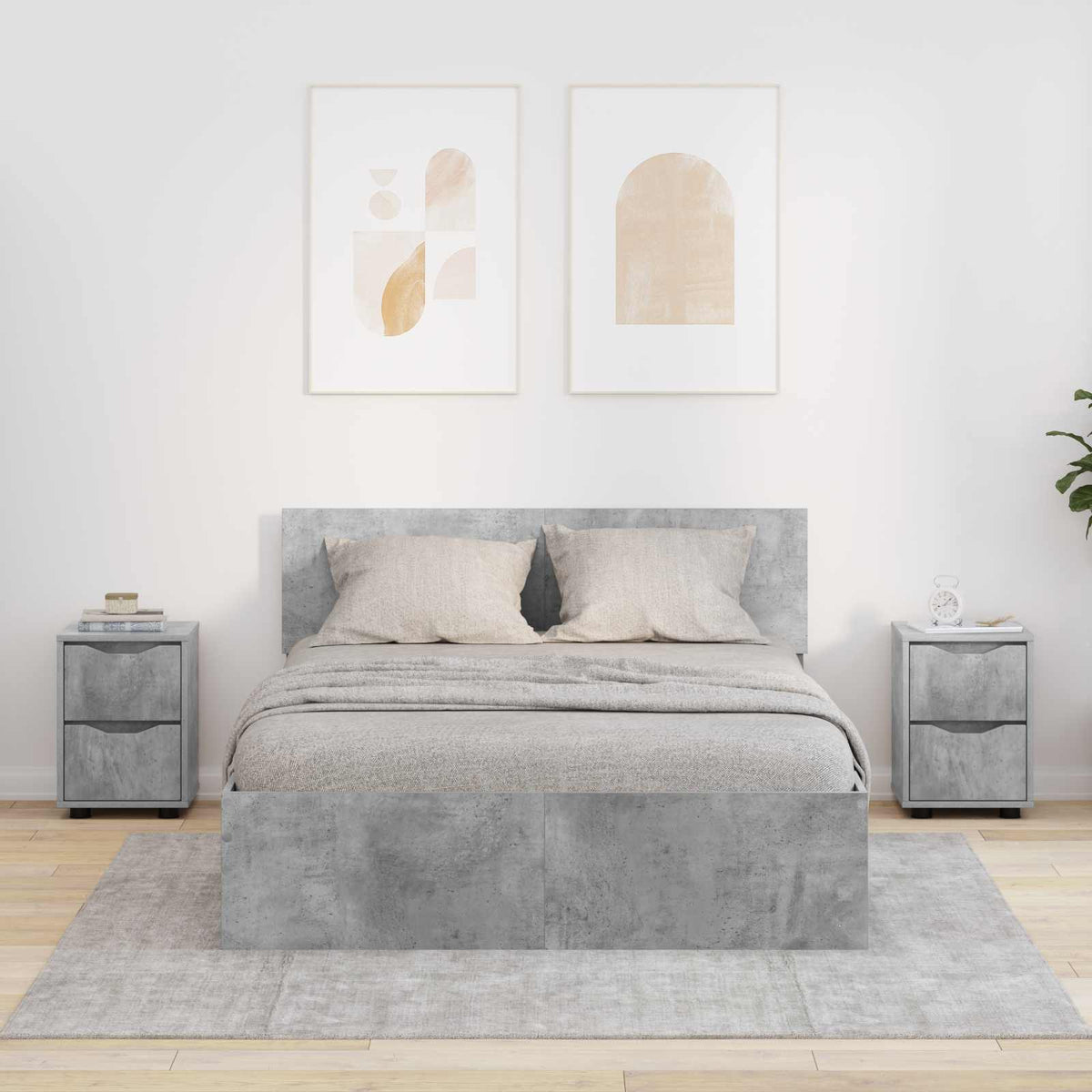 Bedside Table 30.5 x 30 x 43 cm Engineered Wood Concrete grey 2