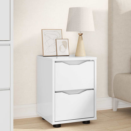 Bedside Table 30.5 x 30 x 43 cm Engineered Wood High gloss white 1