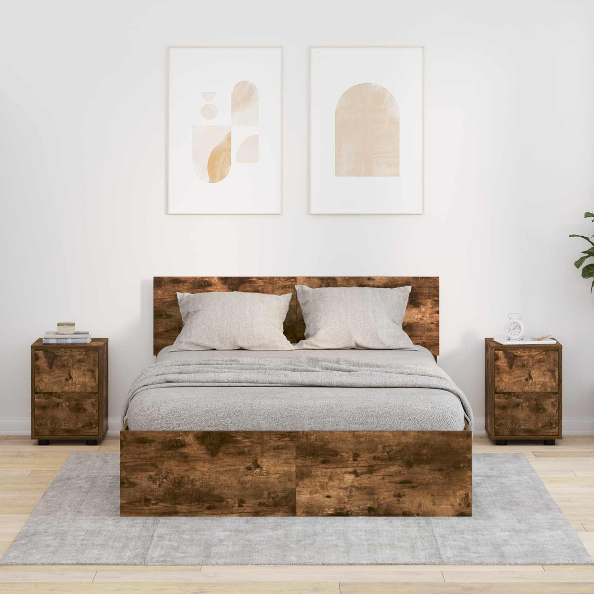 Bedside Table 30.5 x 30 x 43 cm Engineered Wood Smoked oak 2