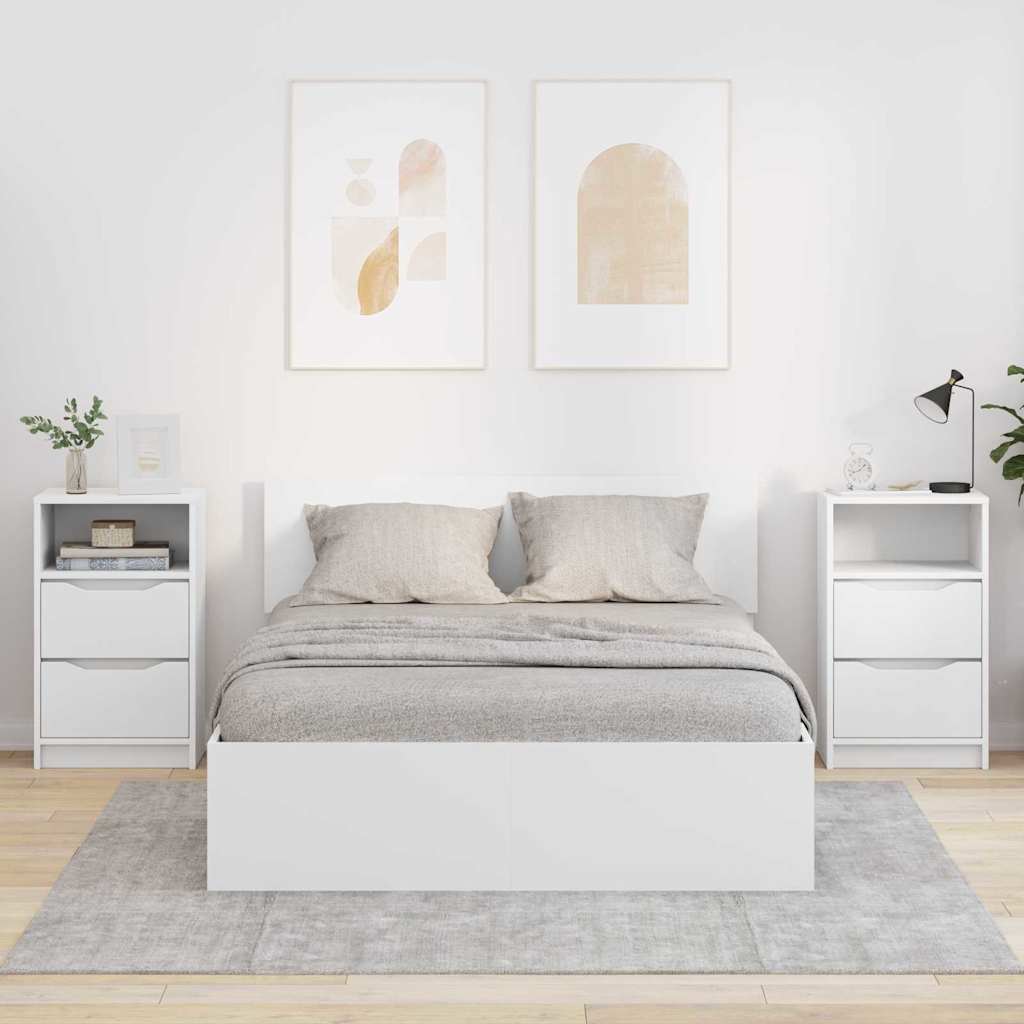 Bedside Table 40 x 30 x 67 cm Engineered Wood White 2