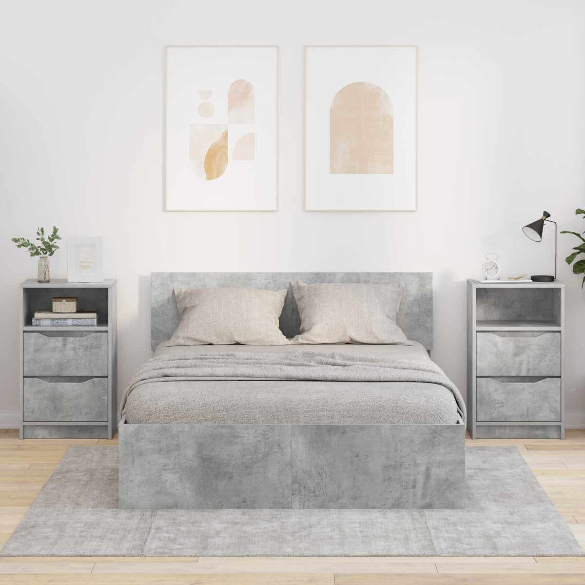 Bedside Table 40 x 30 x 67 cm Engineered Wood Concrete grey 2