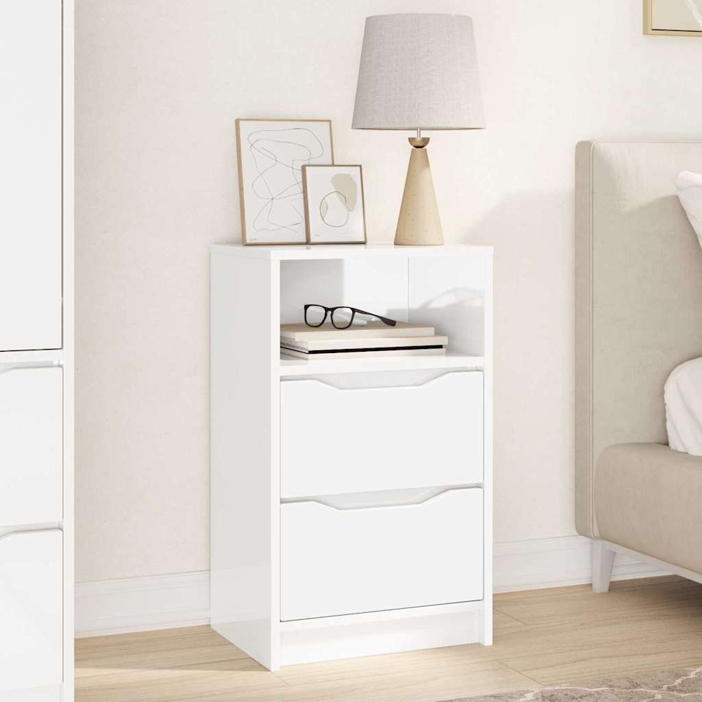 Bedside Table 40 x 30 x 67 cm Engineered Wood High gloss white 1