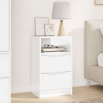 Bedside Table 40 x 30 x 67 cm Engineered Wood High gloss white 1