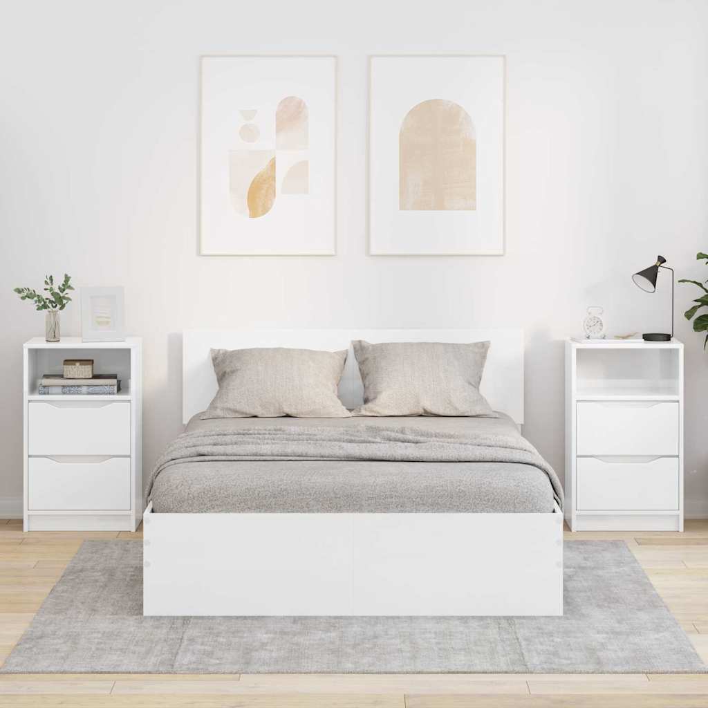 Bedside Table 40 x 30 x 67 cm Engineered Wood High gloss white 2