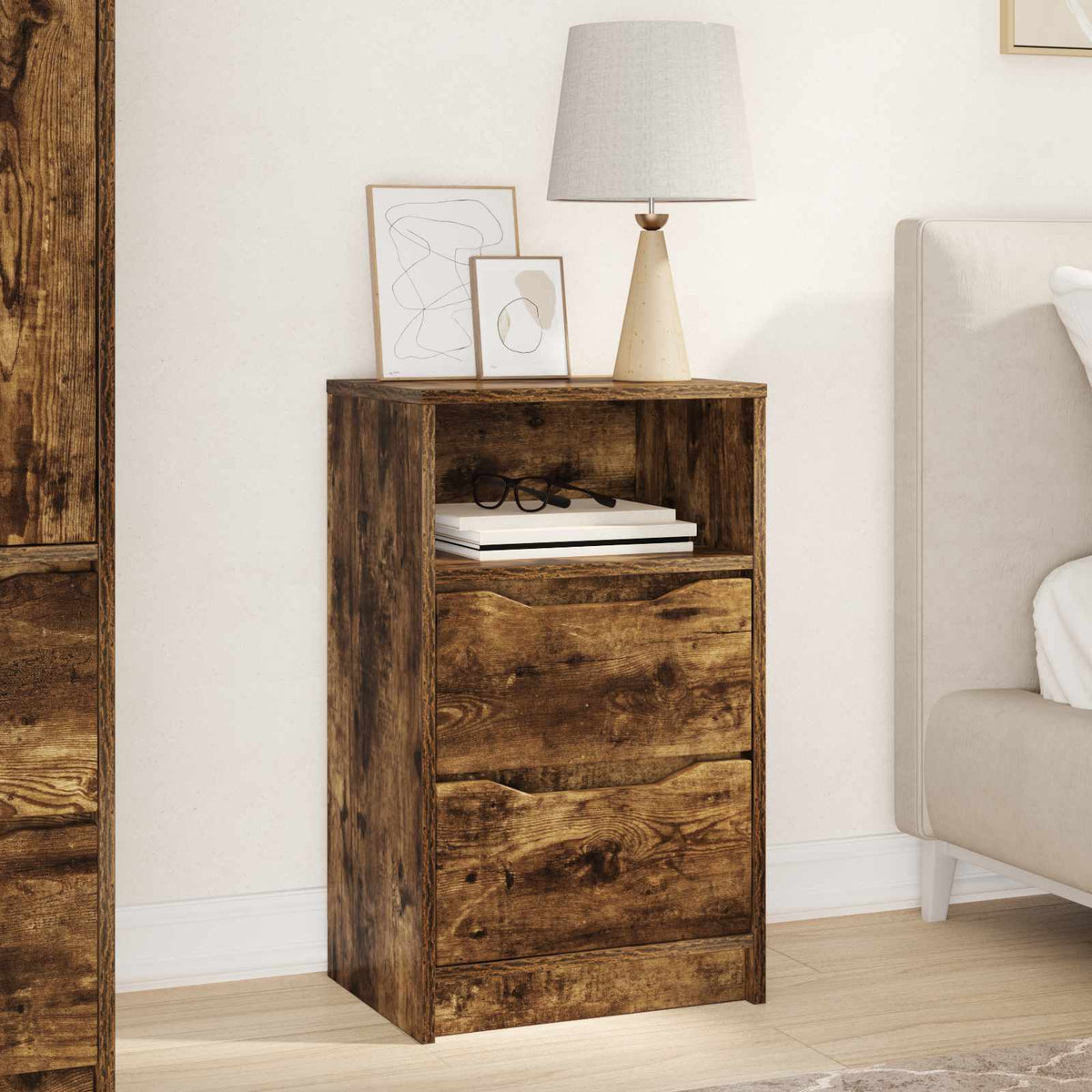 Bedside Table 40 x 30 x 67 cm Engineered Wood Smoked oak 1