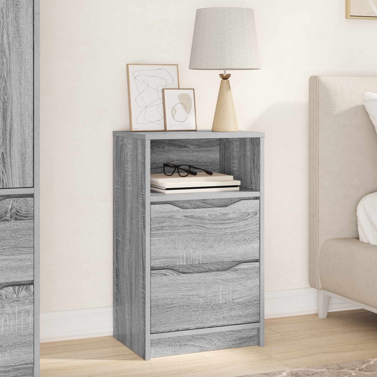 Bedside Table 40 x 30 x 67 cm Engineered Wood Grey sonoma 1