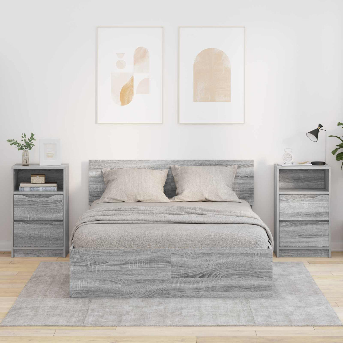 Bedside Table 40 x 30 x 67 cm Engineered Wood Grey sonoma 2