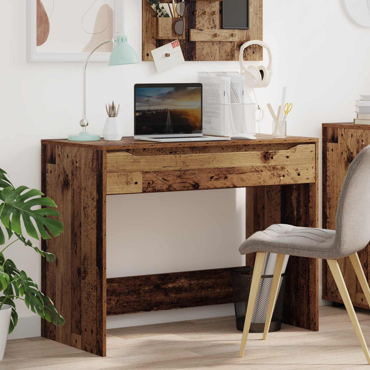 Desk with Drawer 100 x 50 x 78 cm Engineered Wood Old wood