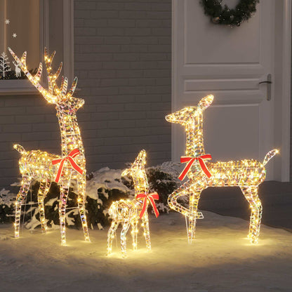 Reindeer Family 3 pcs 300 LEDs Warm white 67 x 26 x 127 cm PET Iridescent PET
