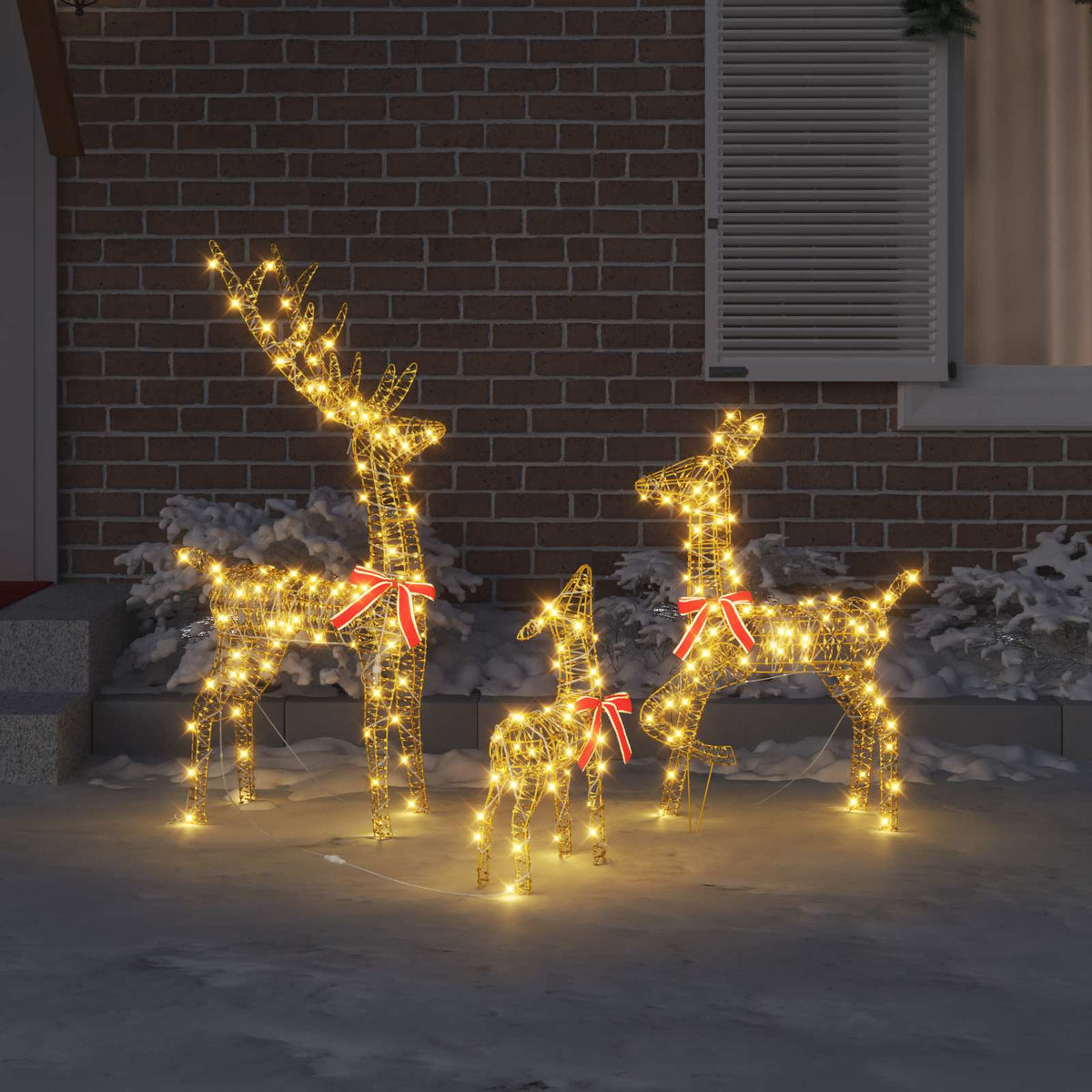 Reindeer Family 3 pcs 300 LEDs Warm white 67 x 26 x 127 cm PET Gold PET
