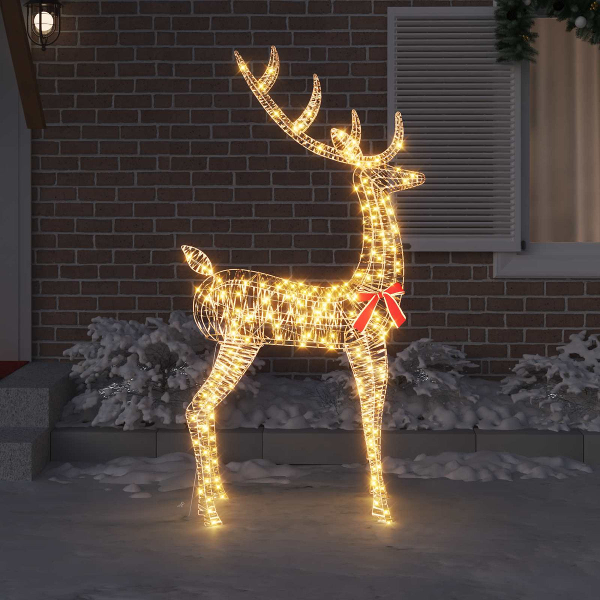 3D Christmas Reindeer LOVIISA 250 LEDs Warm White Height 180 cm 91 cm 32 cm Gold PET
