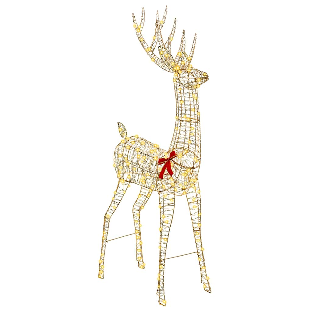 3D Christmas Reindeer LOVIISA 250 LEDs Warm White Height 180 cm 91 cm 32 cm Gold PET