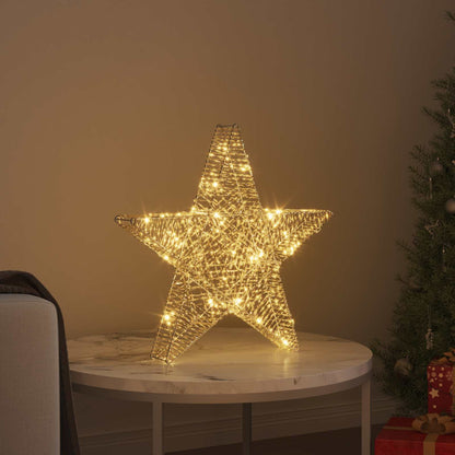 3D Christmas Star Warm White 55 x 52.5 x 10 cm Gold PET