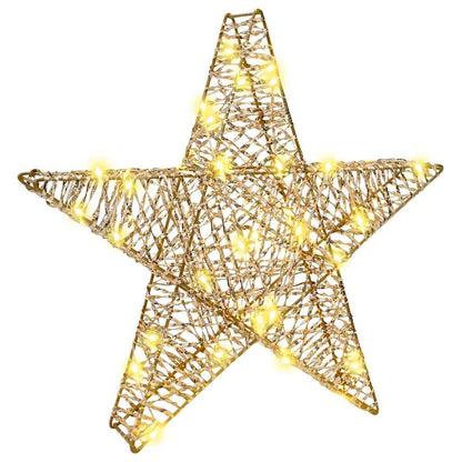 3D Christmas Star Warm White 55 x 52.5 x 10 cm Gold PET