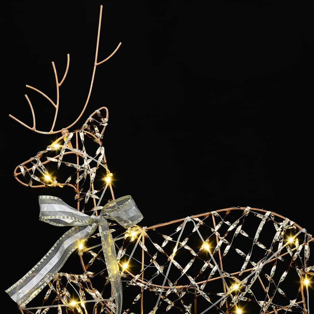 Christmas Reindeer with sleigh 60 LEDs Warm White Gold PET 3