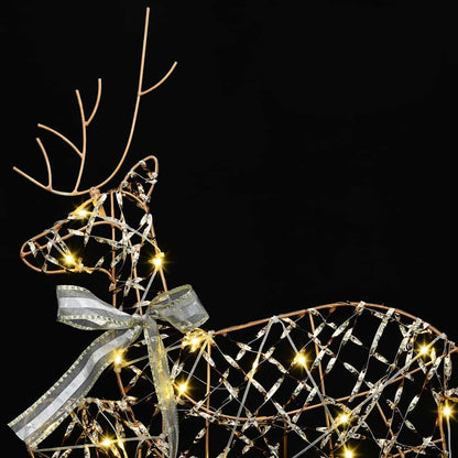 Christmas Reindeer with sleigh 60 LEDs Warm White Gold PET 3