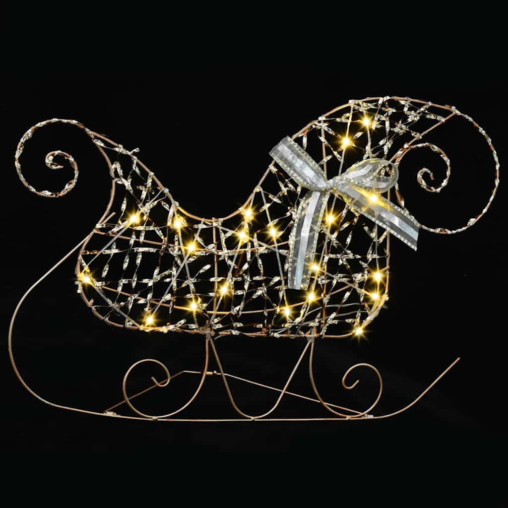 Christmas Reindeer with sleigh 60 LEDs Warm White Gold PET 3