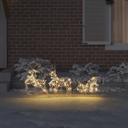 Christmas Reindeer with sleigh 60 LEDs Warm White Gold PET 3