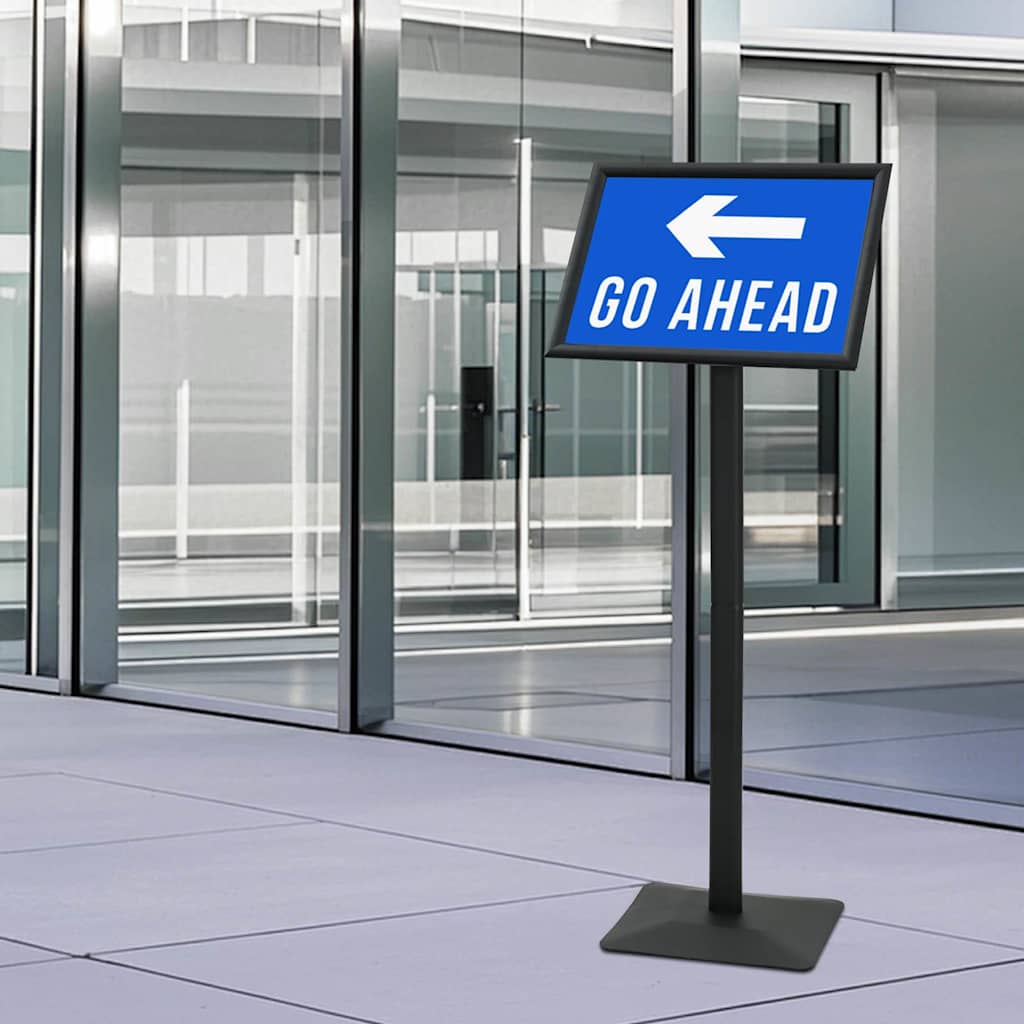 Pedestal Poster Stand Cast Iron Black A3