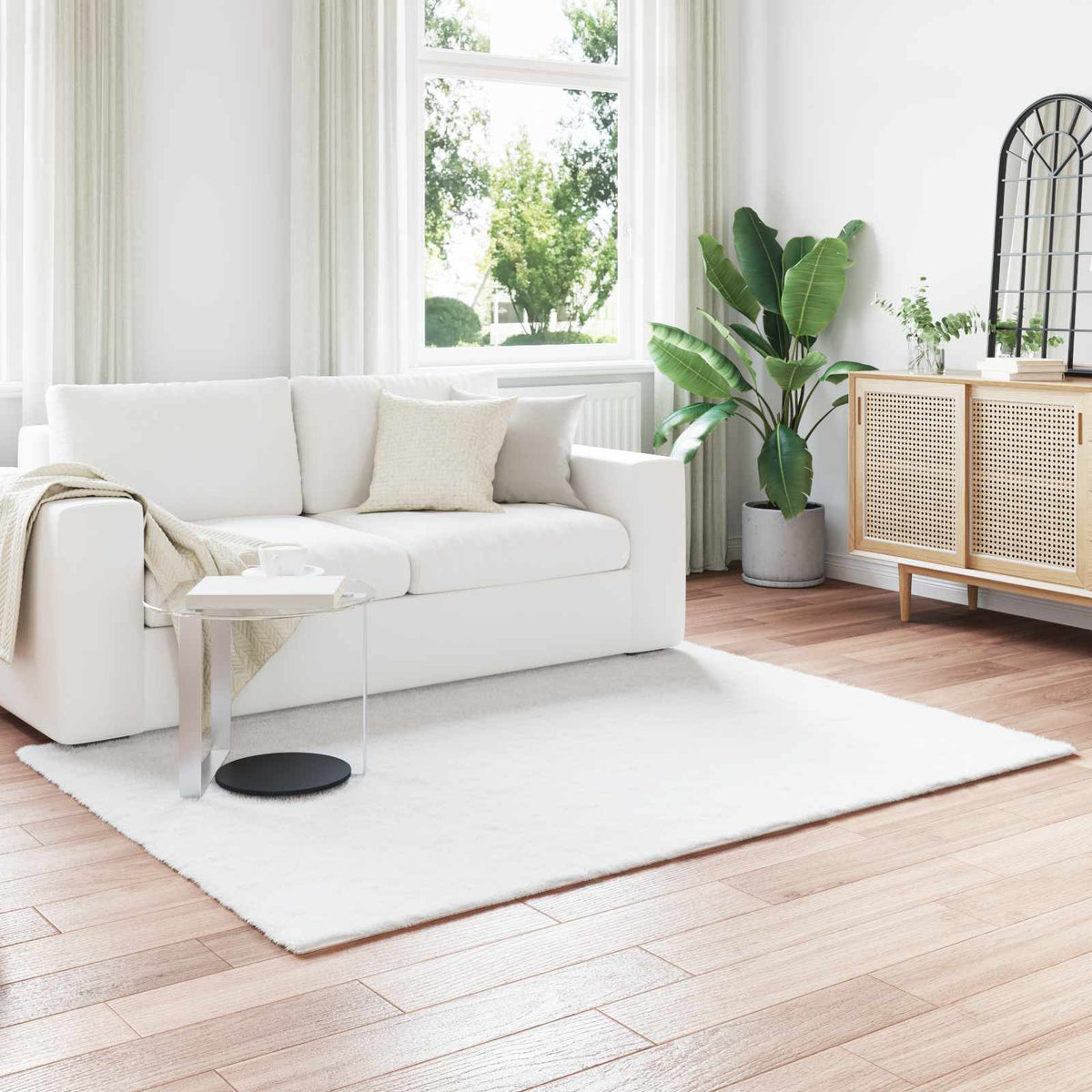 Anti-Slip Faux Rabbit Fur Rug OLITE White 140 x 200 cm