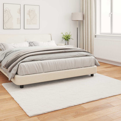 Anti-Slip Faux Rabbit Fur Rug OLITE Polyester Cream 160 x 230 cm