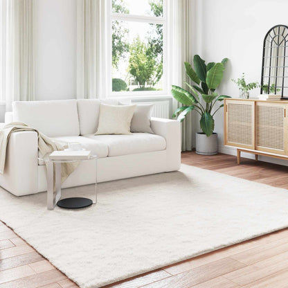 Anti-Slip Faux Rabbit Fur Rug OLITE Polyester Cream 200 x 200 cm