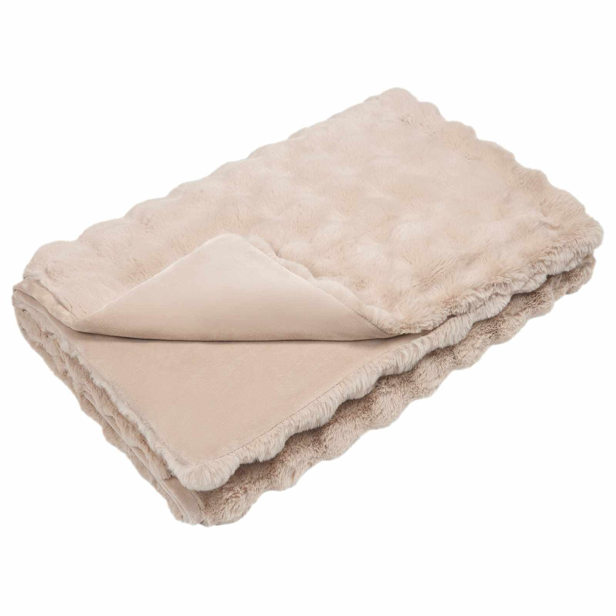 Anti-Slip Faux Rabbit Fur Blanket Olite 150 x 220 cm Beige