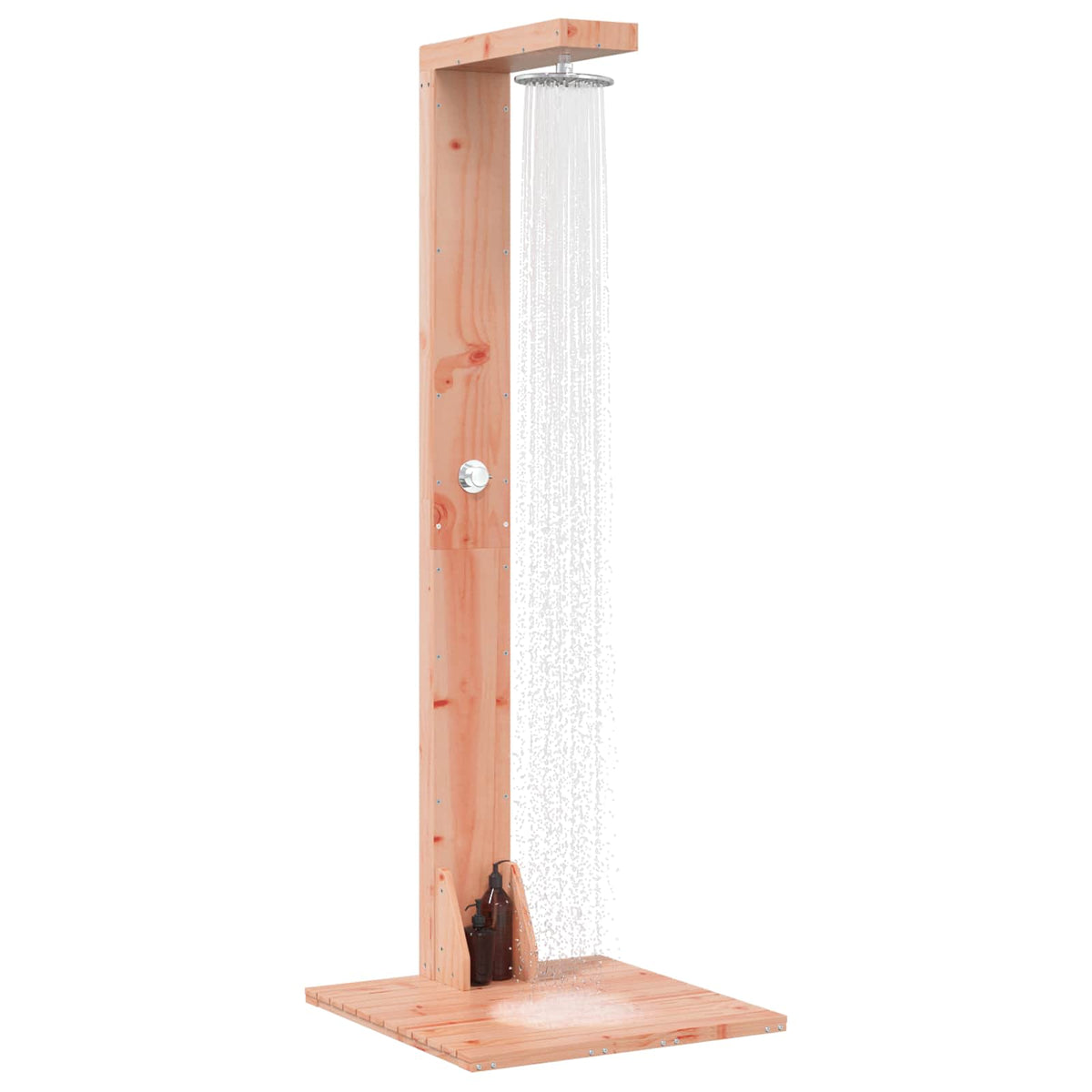 Outdoor Shower 210 cm Solid Pine Wood and Stainless Steel Natural douglas