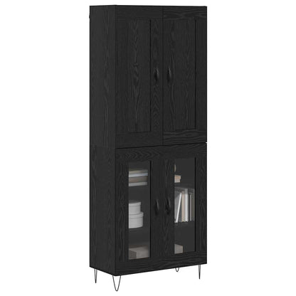 Highboard 69.5x34x180 cm Engineered Wood 2 Glass Doors Black oak