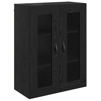 Highboard 69.5x34x180 cm Engineered Wood 2 Glass Doors Black oak