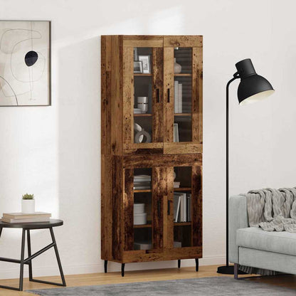 Highboard 69.5x34x180 cm Engineered Wood 2 Glass Doors Old wood