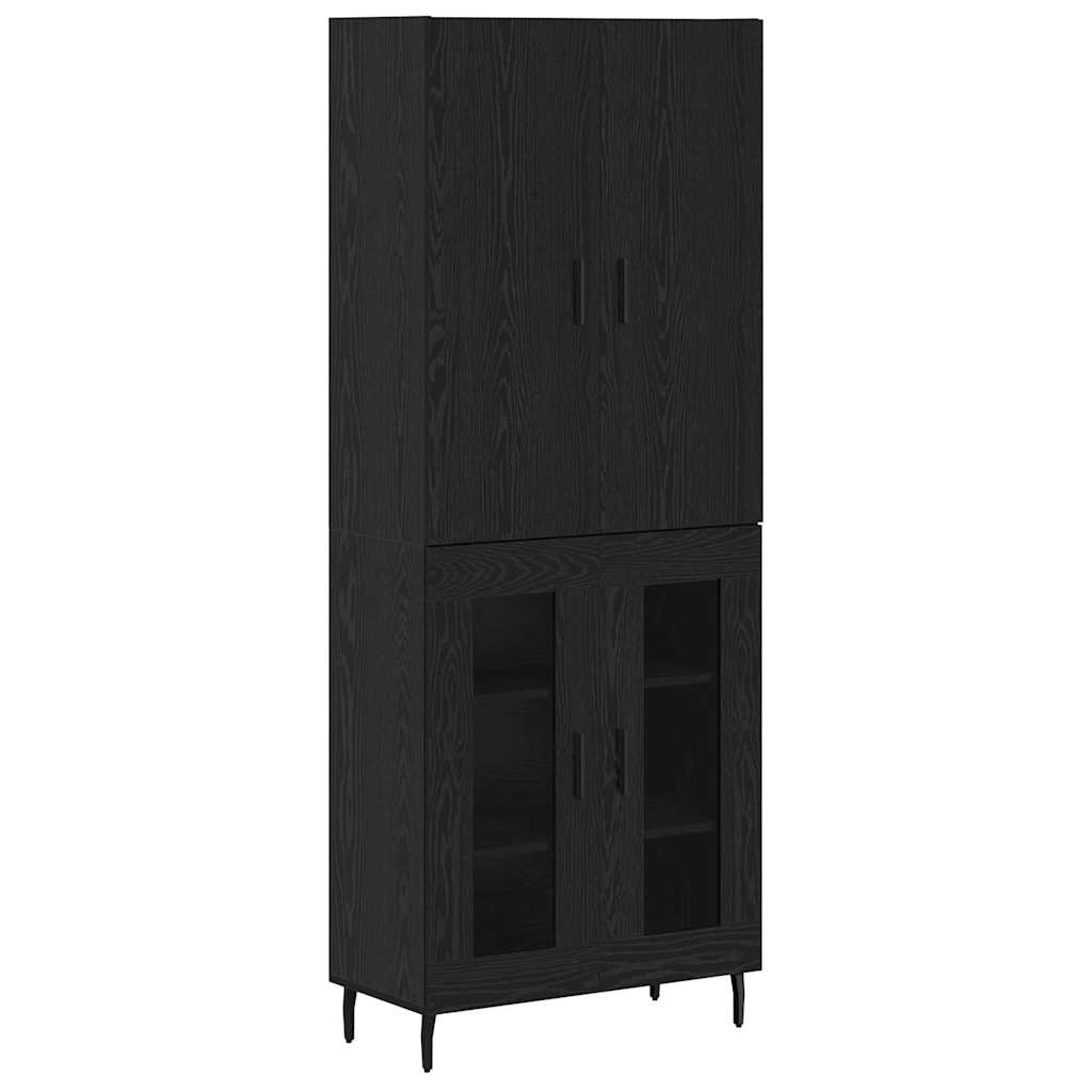 Highboard 69.5x34x180 cm Engineered Wood 2 Glass Doors Black oak