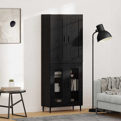 Highboard 69.5x34x180 cm Engineered Wood 2 Glass Doors Black oak