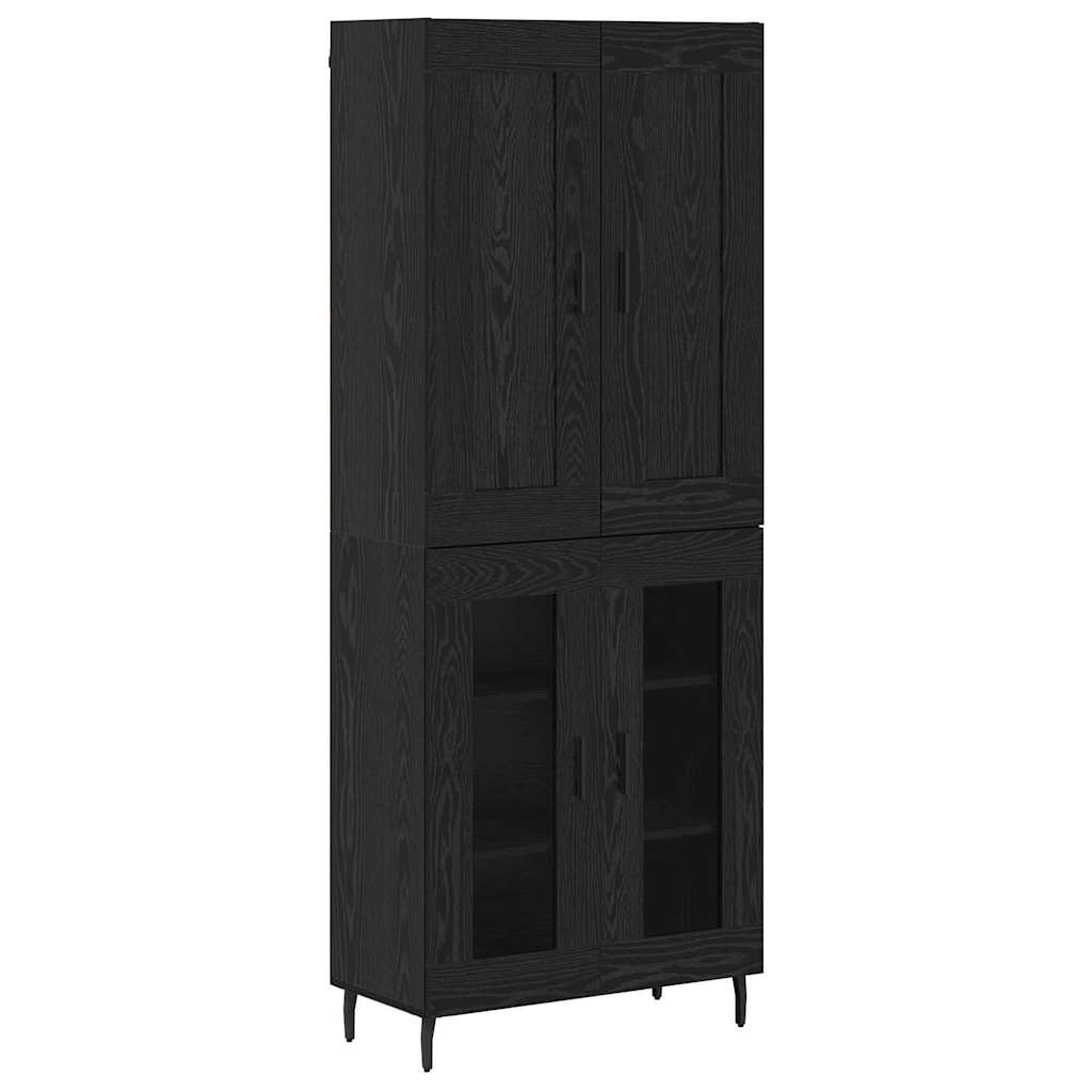 Highboard 69.5x34x180 cm Engineered Wood 2 Glass Doors Black oak