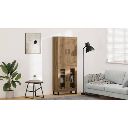 Highboard 69.5x34x180 cm Engineered Wood 2 Glass Doors Artisan oak