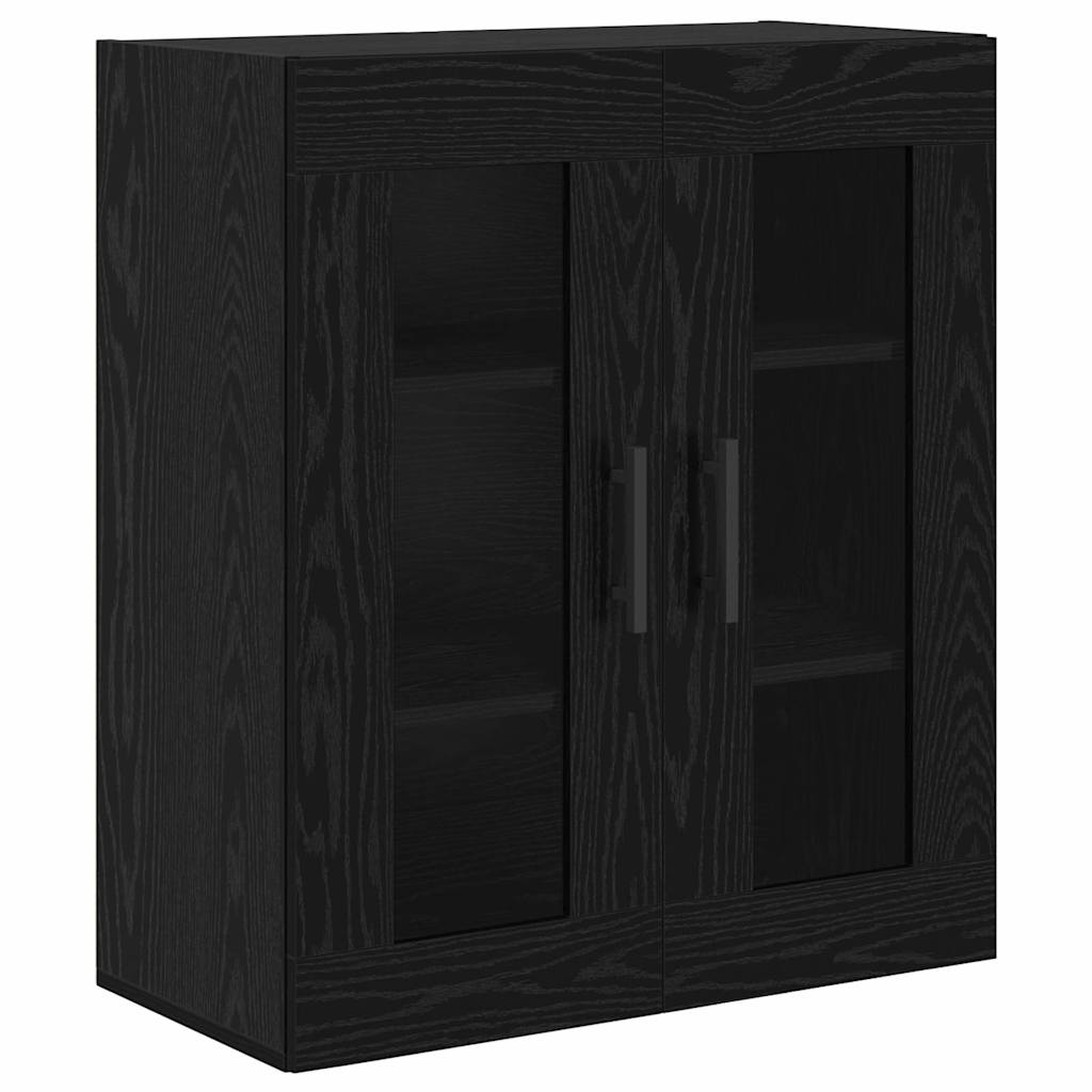 Highboard 69.5x34x180 cm Engineered Wood 2 Glass Doors Black oak