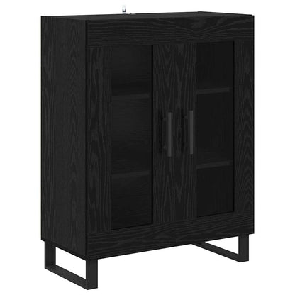 Highboard 69.5x34x180 cm Engineered Wood 2 Glass Doors Black oak