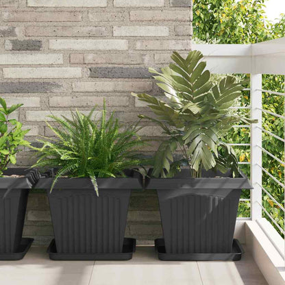 Square Flower Pot Plastic Black 6 pcs 43 cm 33.5 cm 43 cm