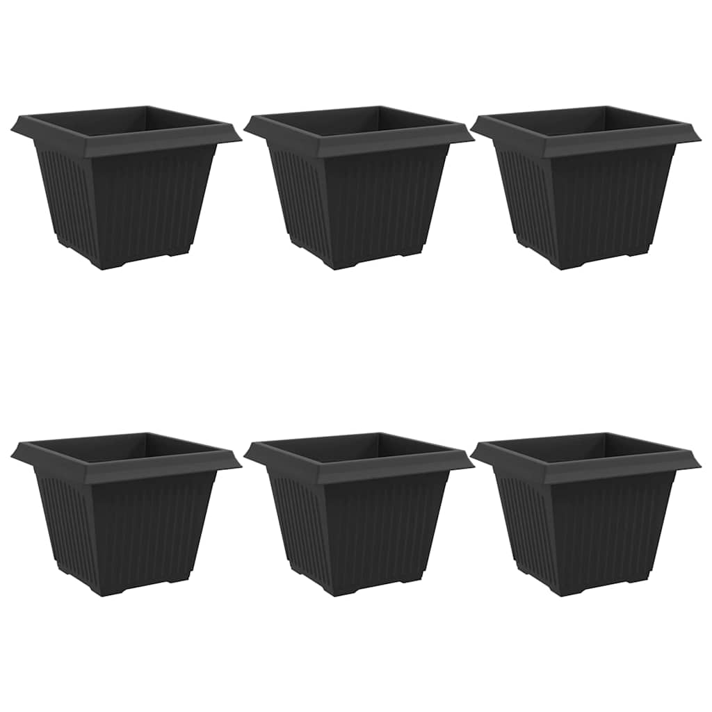 Square Flower Pot Plastic Black 6 pcs 43 cm 33.5 cm 43 cm