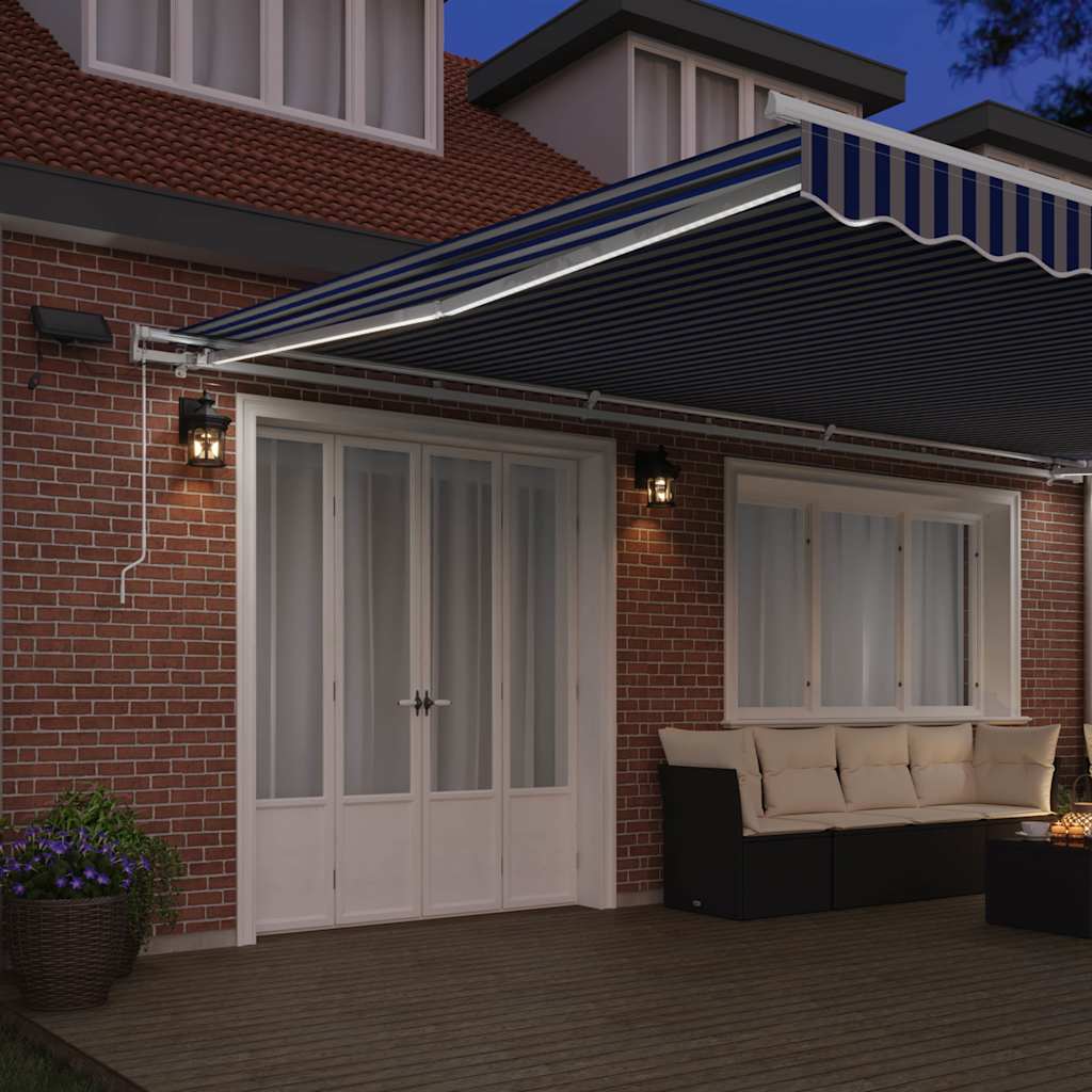 vidaXL Retractable Awning Blue and White 600 x 300 cm 3