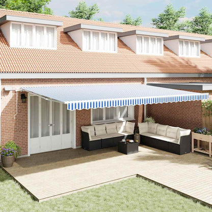vidaXL Retractable Awning Blue and White 600 x 300 cm 1