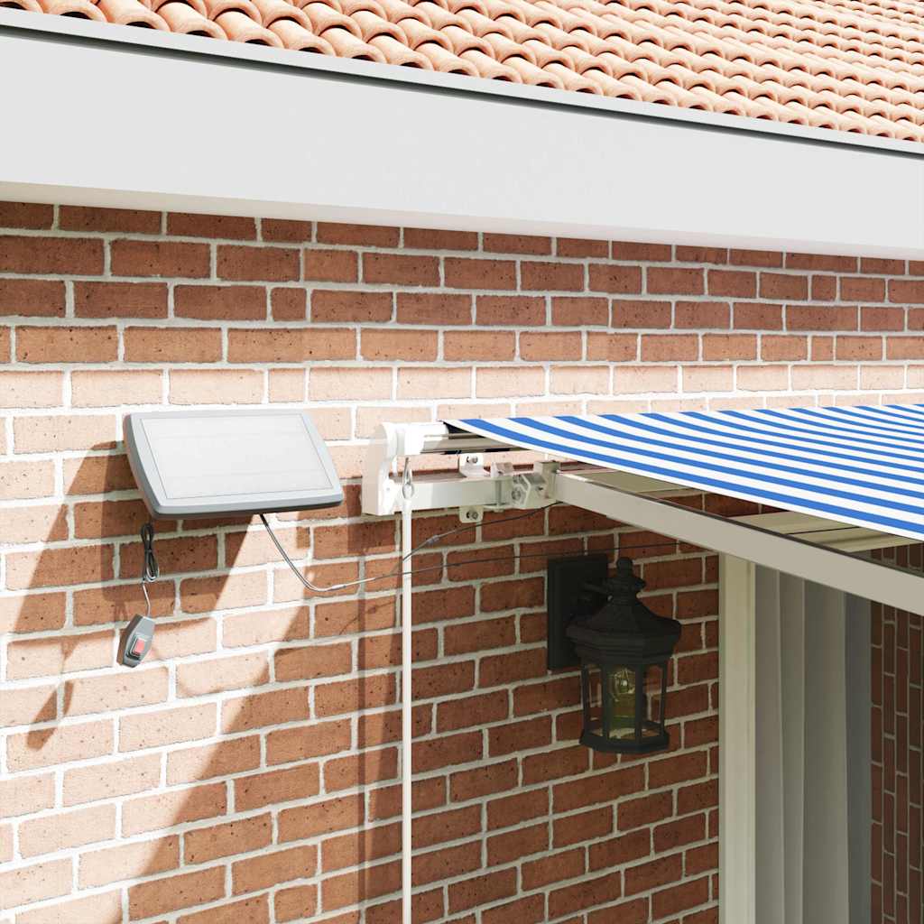 vidaXL Retractable Awning Blue and White 500 x 300 cm 4
