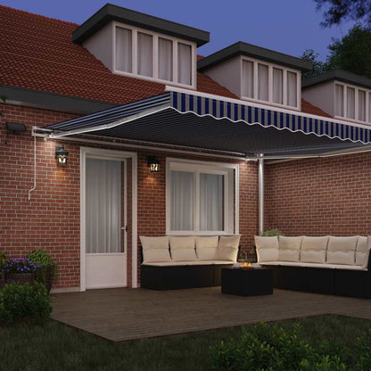 vidaXL Retractable Awning Blue and White 450 x 300 cm 3