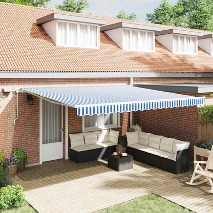 vidaXL Retractable Awning Blue and White 450 x 300 cm 1