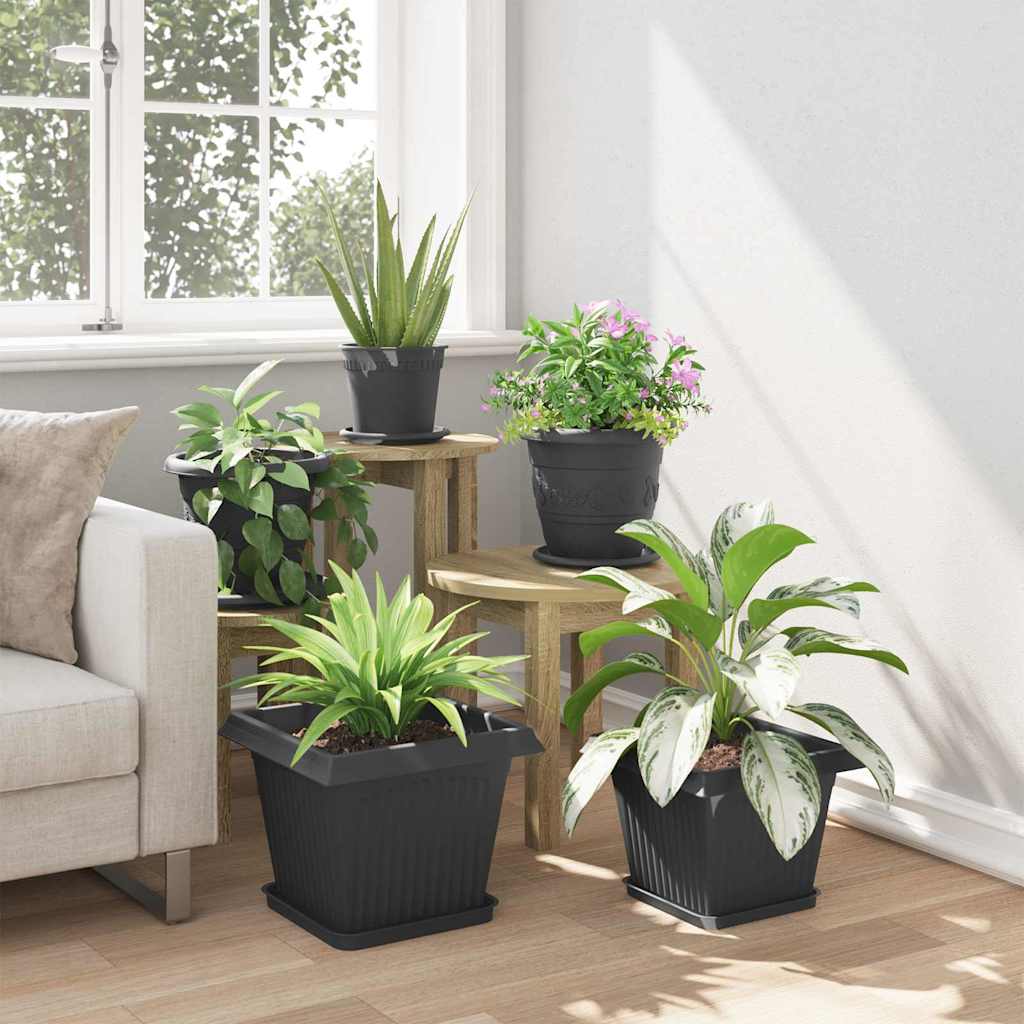 Plant Pots Plastic Black 6 pcs 33 cm 26 cm 33 cm