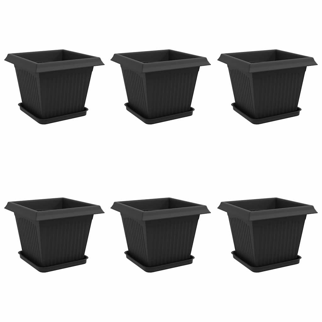 Plant Pots Plastic Black 6 pcs 33 cm 26 cm 33 cm